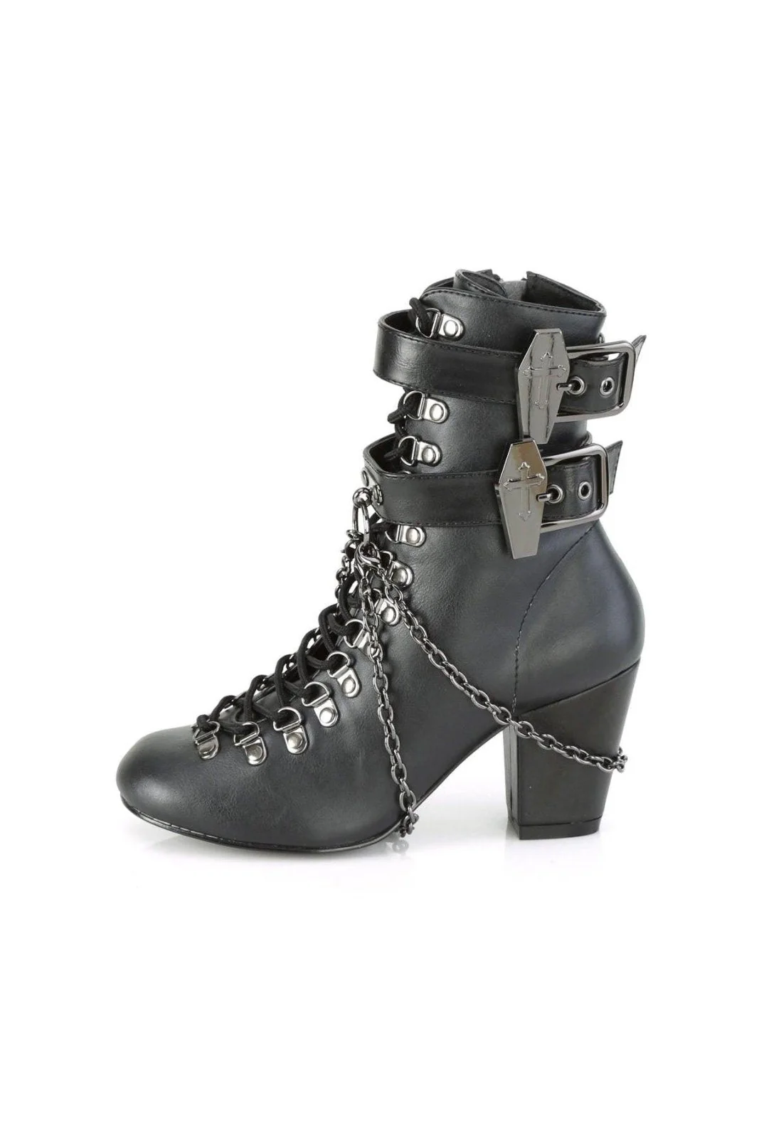 Casket Crush Ankle Boots VIK128 [Black Vegan Leather] - Image 3