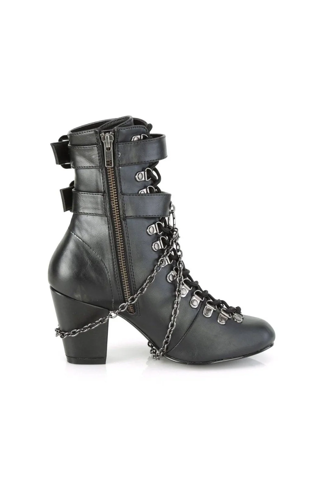 Casket Crush Ankle Boots VIK128 [Black Vegan Leather] - Image 5