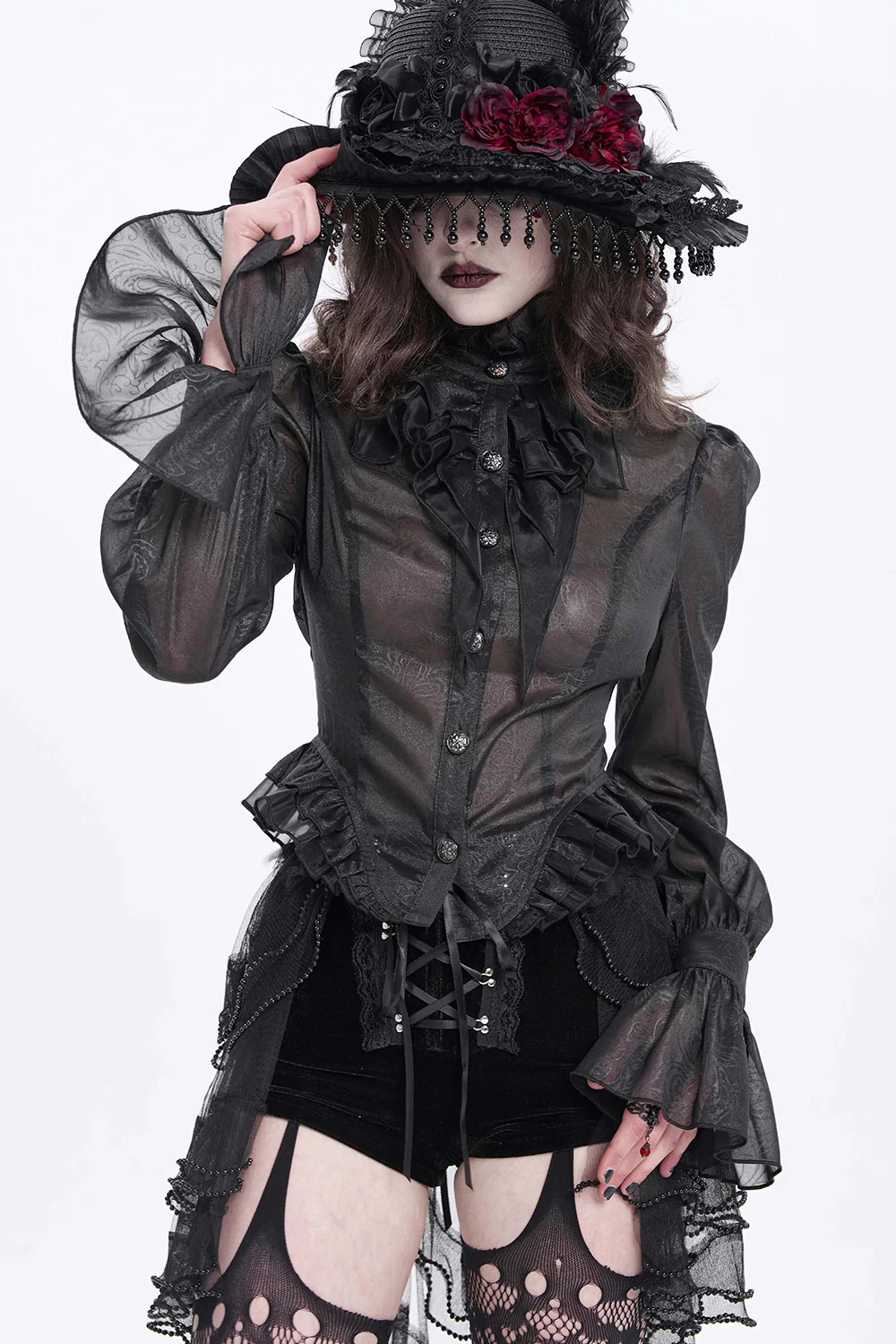 Catacomb Ruffled Mesh Button Shirt - Image 4
