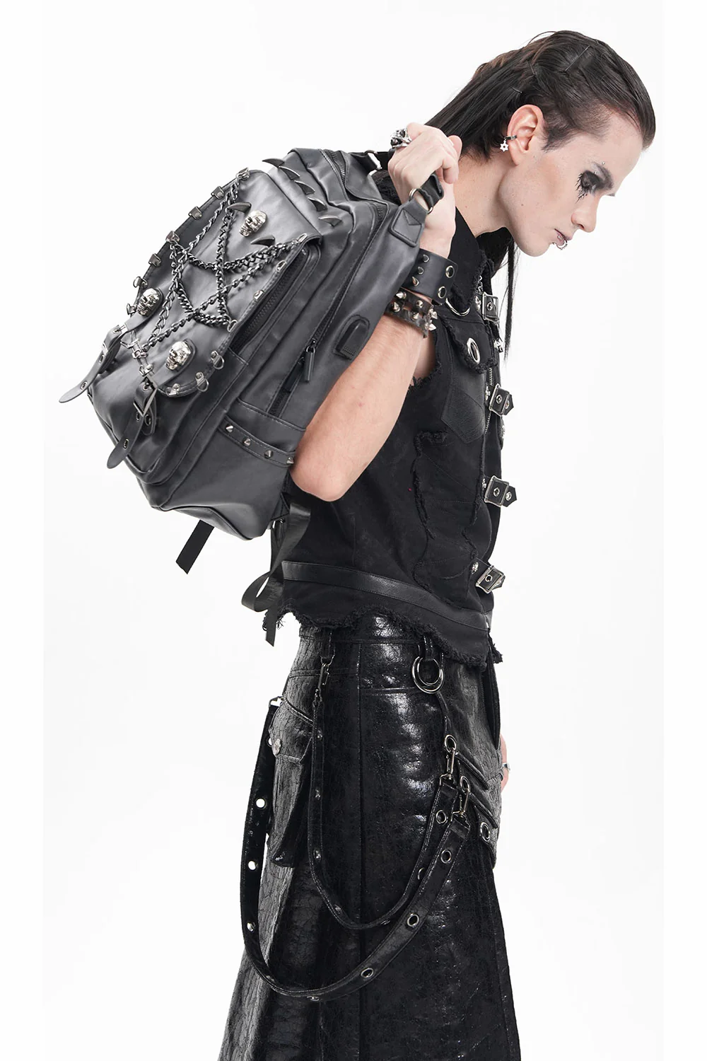 Catacombs Spiked Vegan Leather Backpack - Image 11