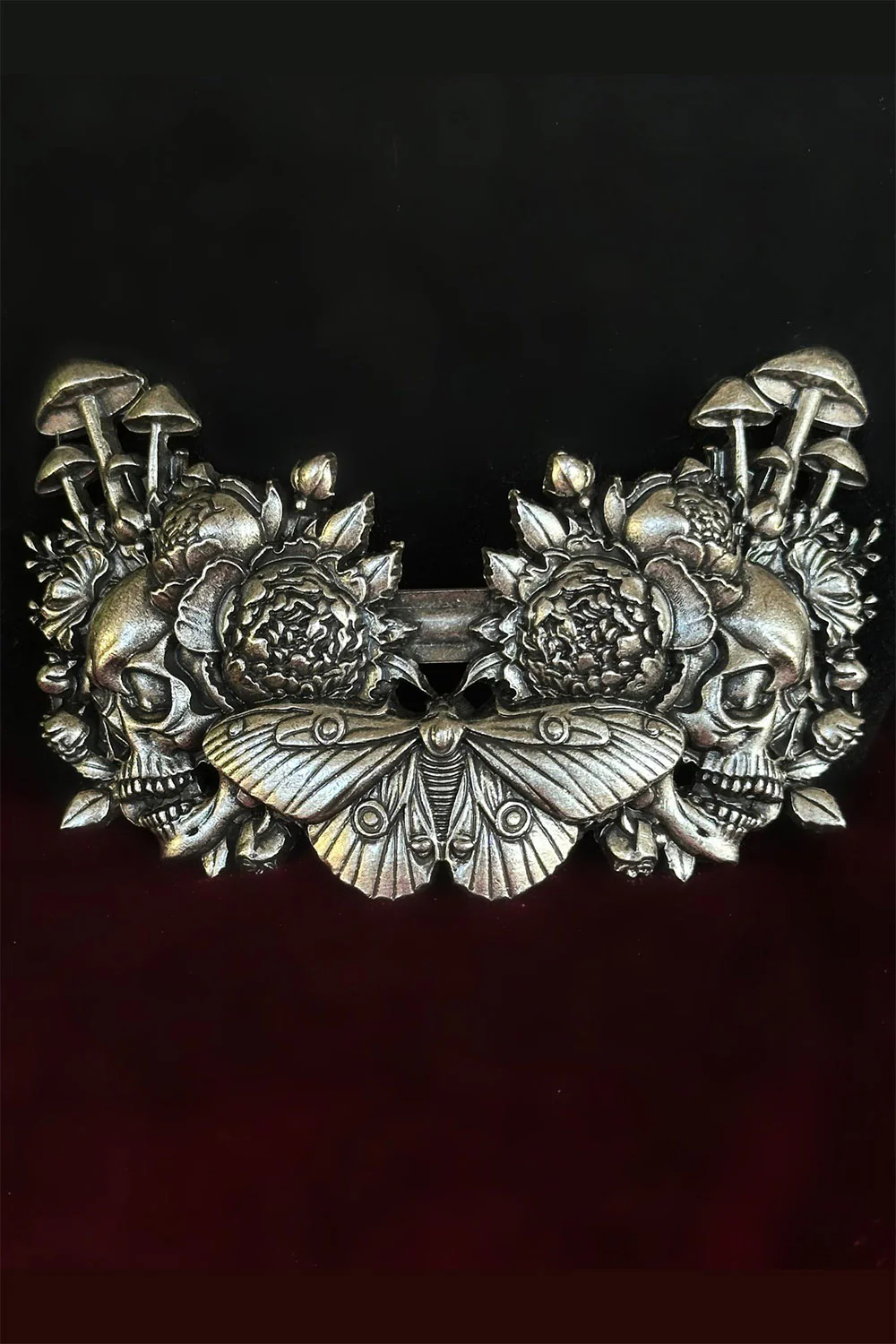 Cemetery Garden: Mushroom Skull Barrette