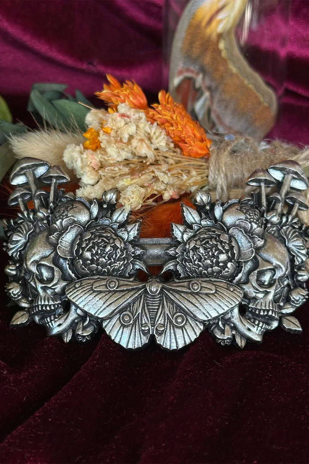 Cemetery Garden: Mushroom Skull Barrette - Image 4