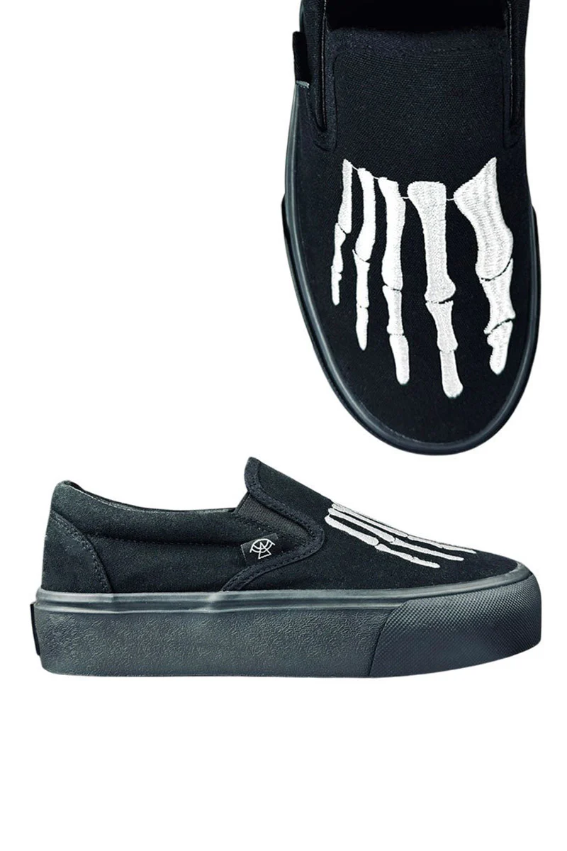 Chill Bones Slip-On Skate Shoes [Black/White] - Image 2