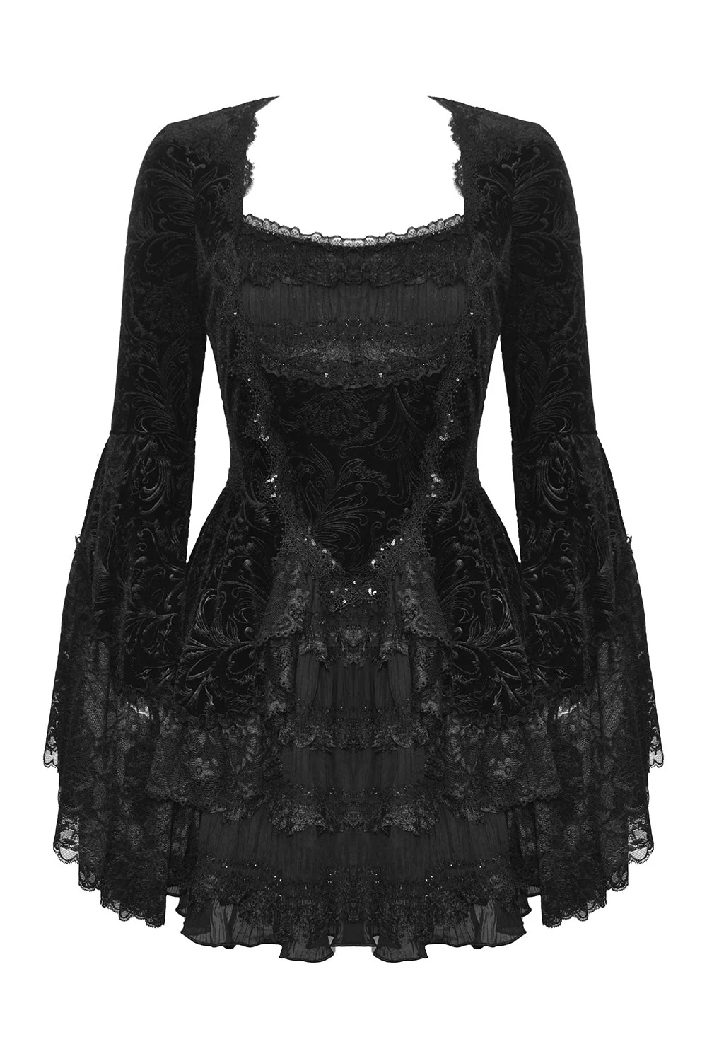 Coquette Flocked Vampire Velvet Dress - Image 2