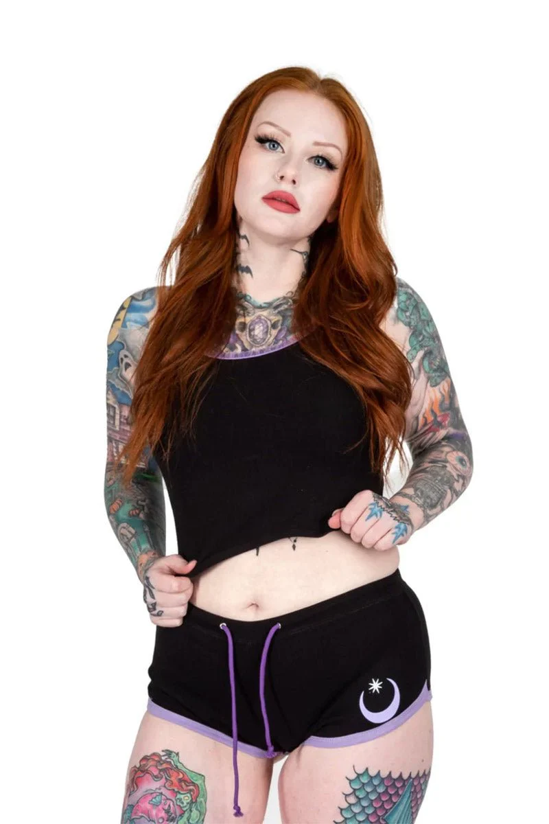 Cosmic Bat Purple Trim Short Shorts - Image 2