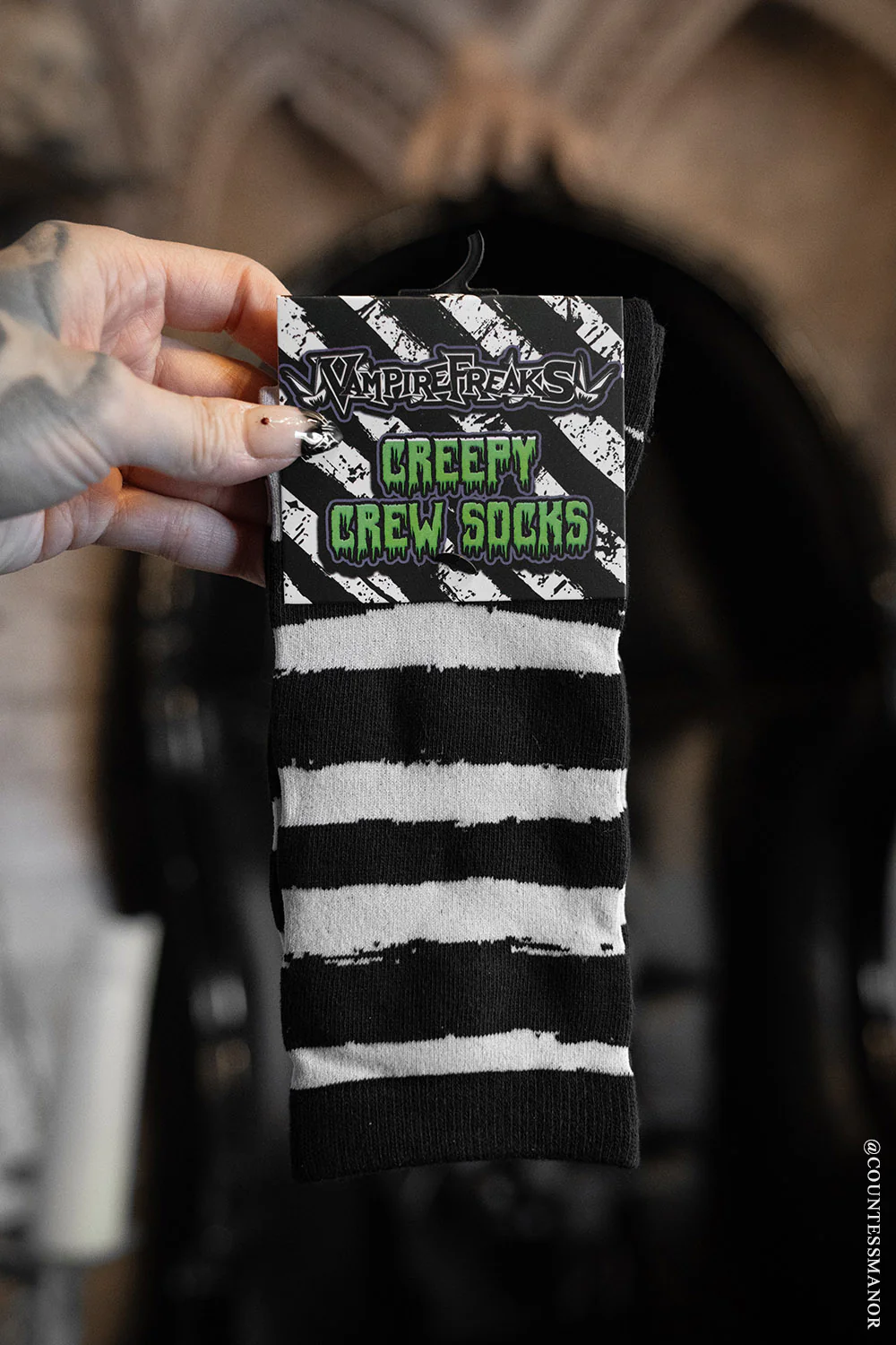 Creepy Crew Socks [Bone/Black Stripes] - Image 2