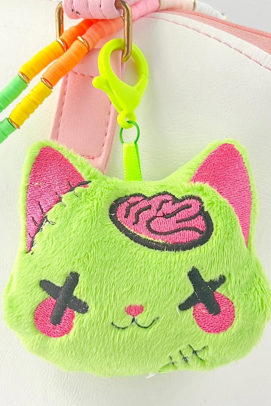 Creepy Cute Kawaii Zombie Cat Plush Bag Charm Keychain - Image 2