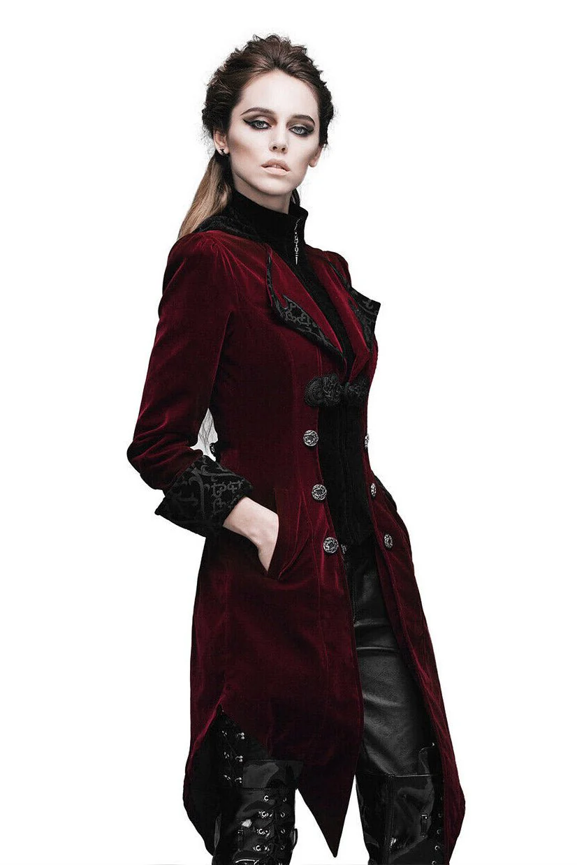Crimson Blood Victorian Goth Coat - Image 2