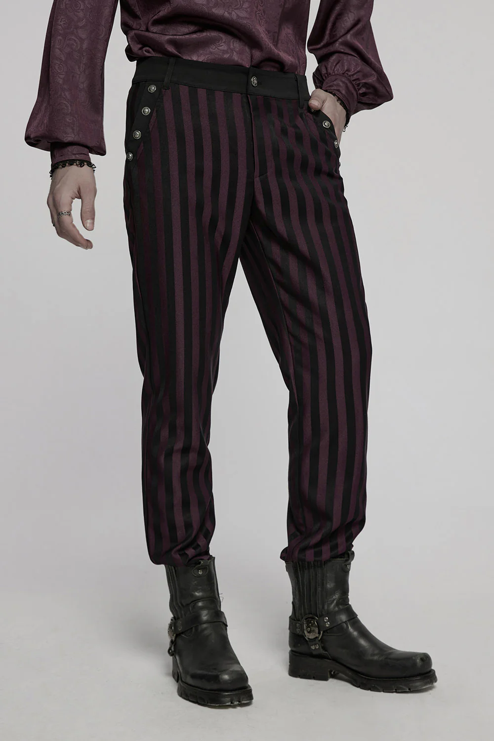 Crimson Manor Striped Pants [Black/Red] - Image 2