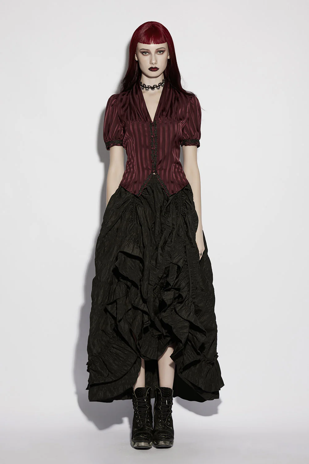 Crimsonlace Puff Sleeve Top [Red Merlot] - Image 3