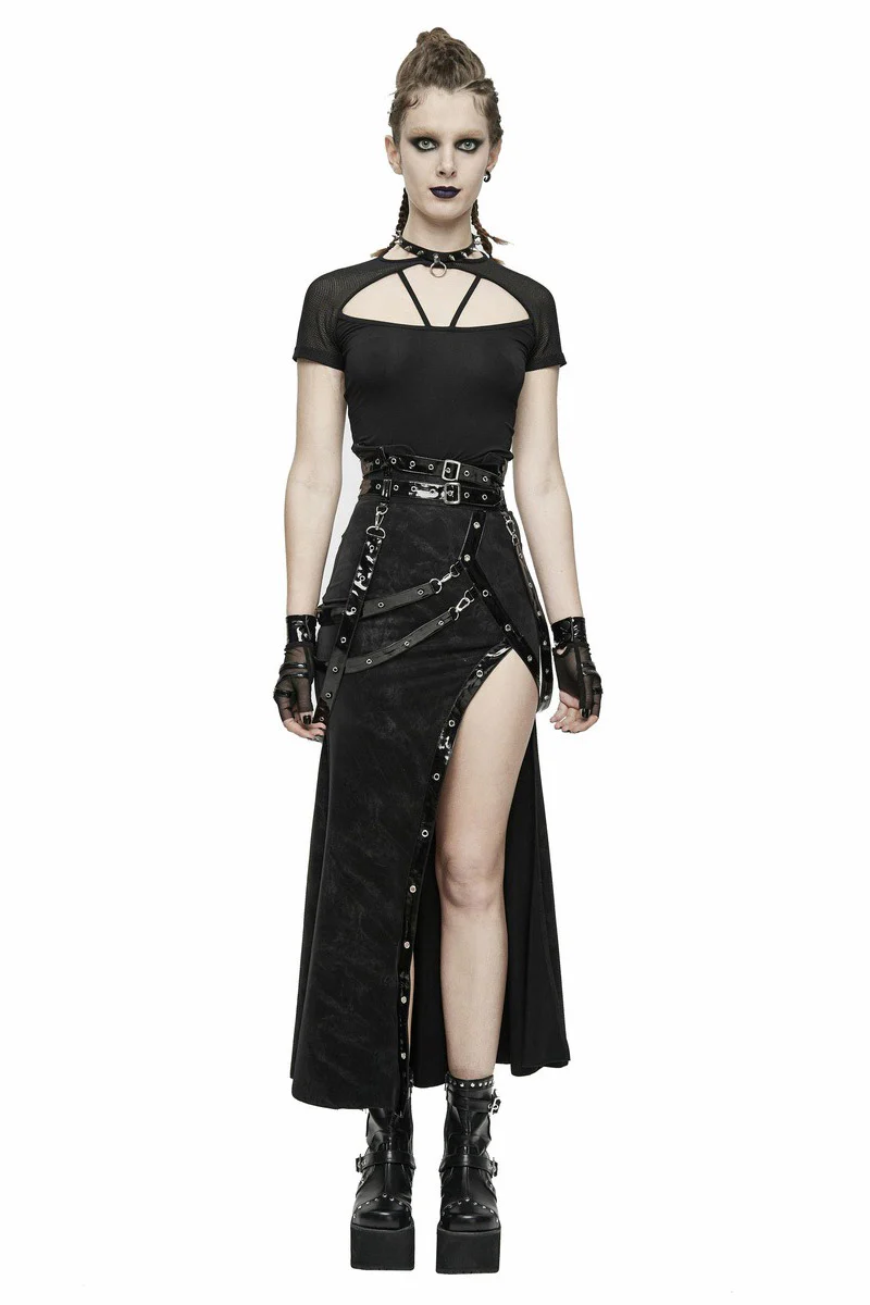 Cyberdoll Goth Leg Slit Skirt - Image 4