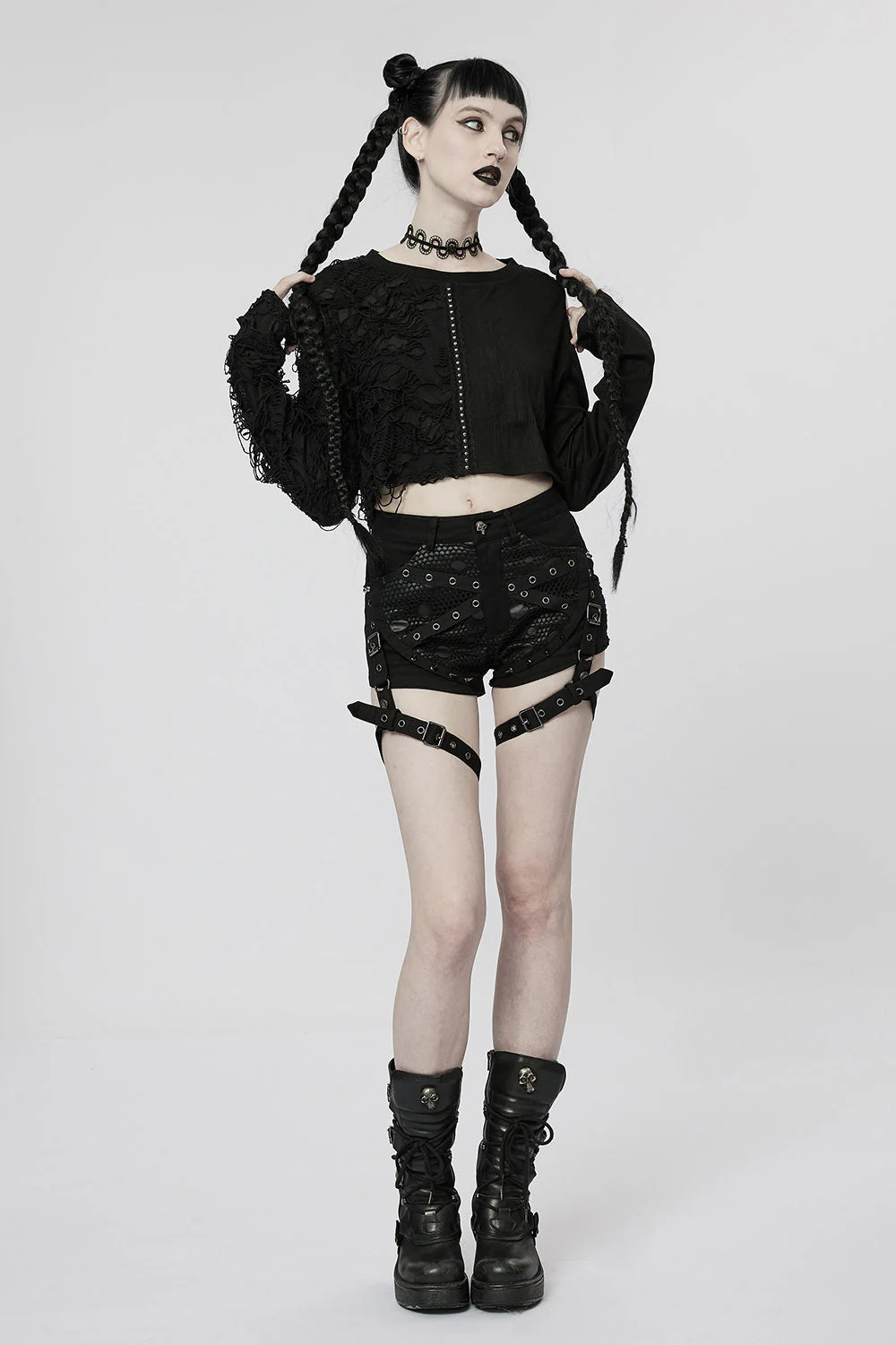 Daddy's Little Munster Crop Top [BLACK] - Image 3