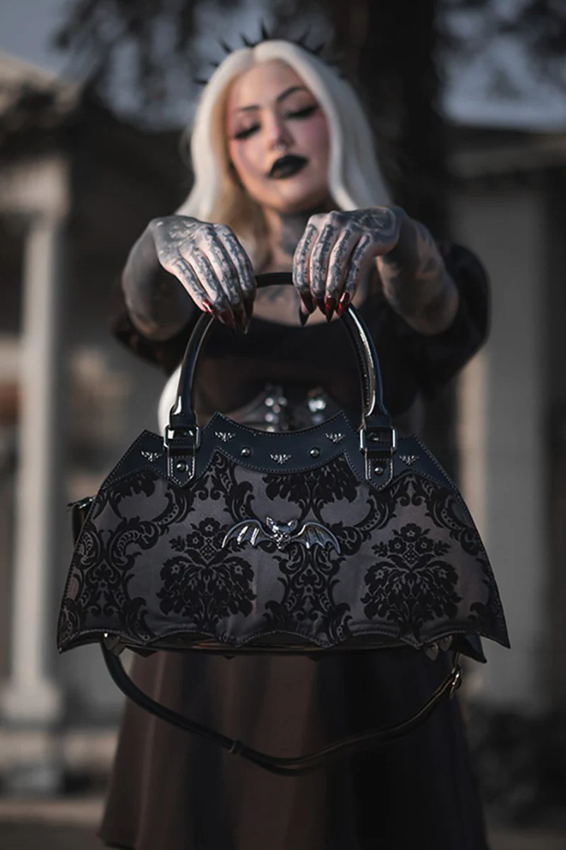 Damask Bat Handbag [BLACK]