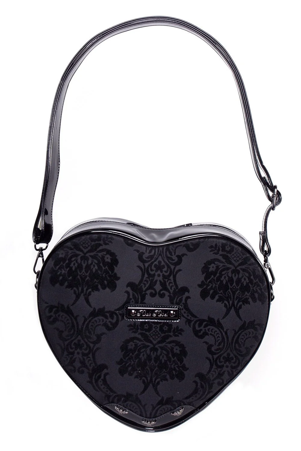 Damask Heart Shoulder Bag [Black] - Image 2