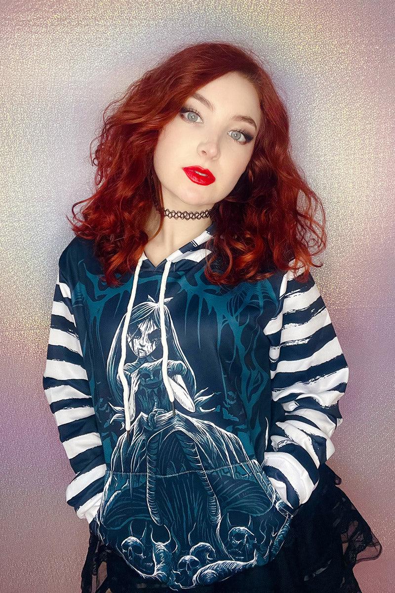 Dark Alice Striped Hoodie - Image 2