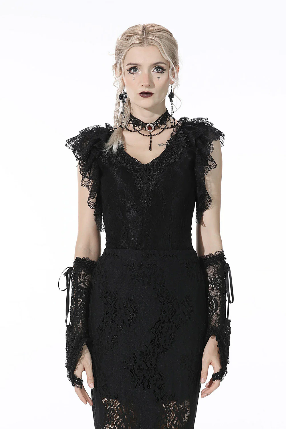 Dark Coquette Layered Ruffle Top