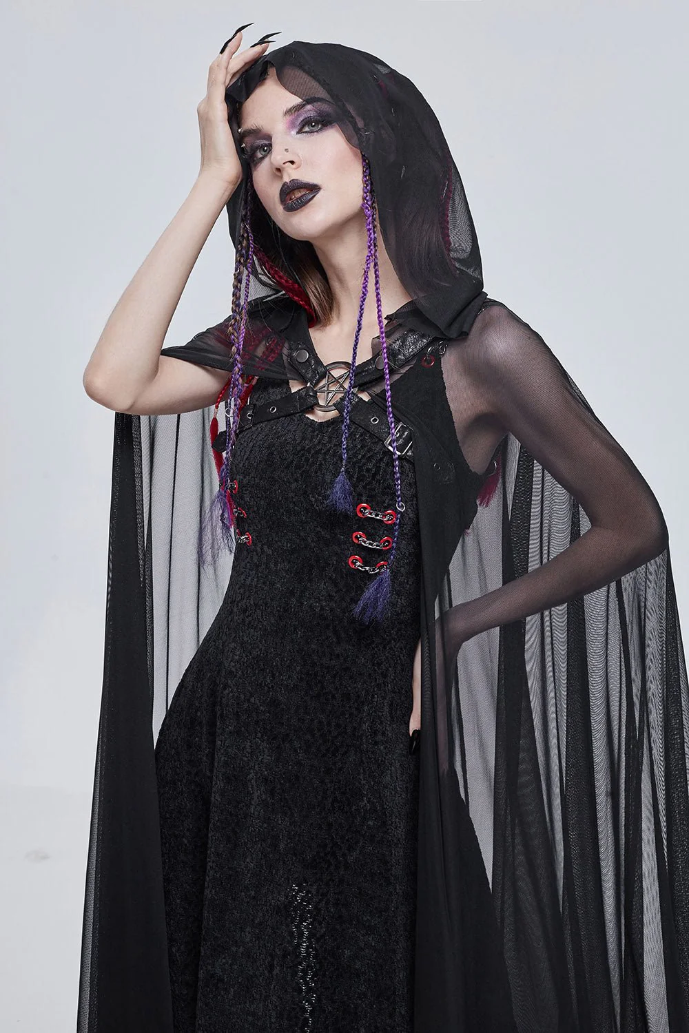 Dark Fae Mesh Hooded Cloak - Image 3