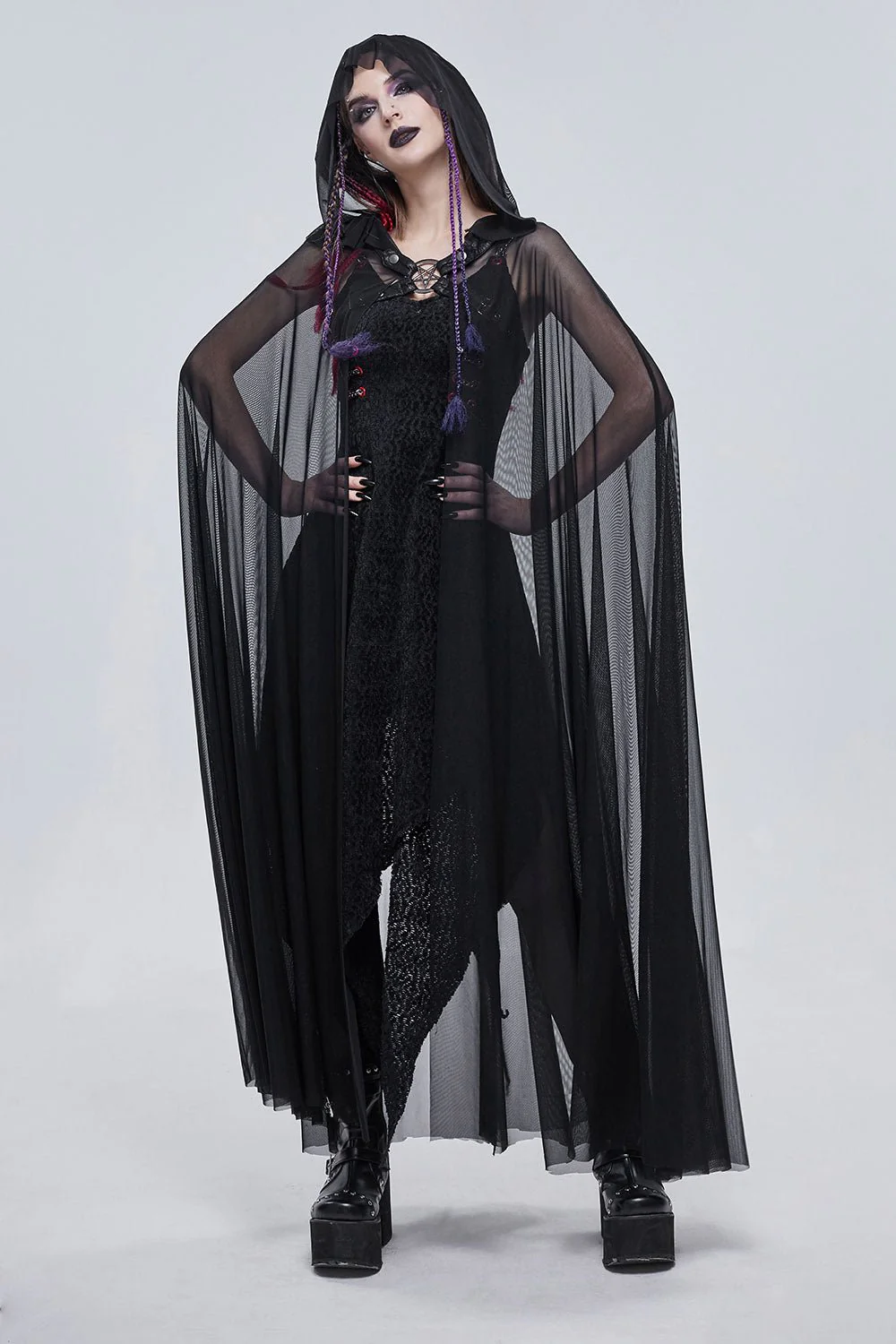 Dark Fae Mesh Hooded Cloak - Image 4