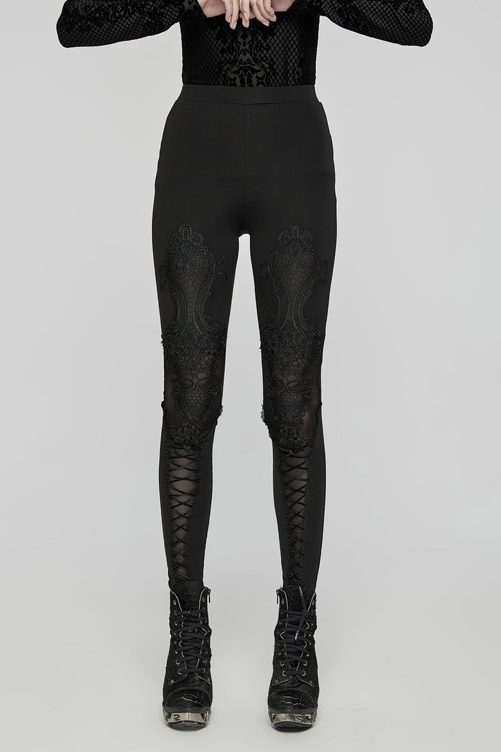 Dark Incantations Embroidered Lace-Up Leggings - Image 3