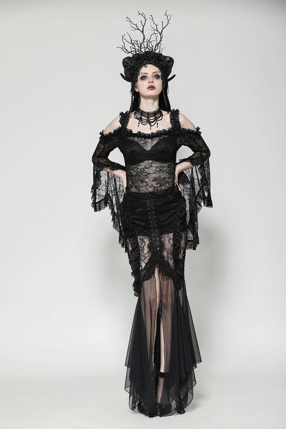 Dark Siren Irregular Hem Mermaid Skirt - Image 3