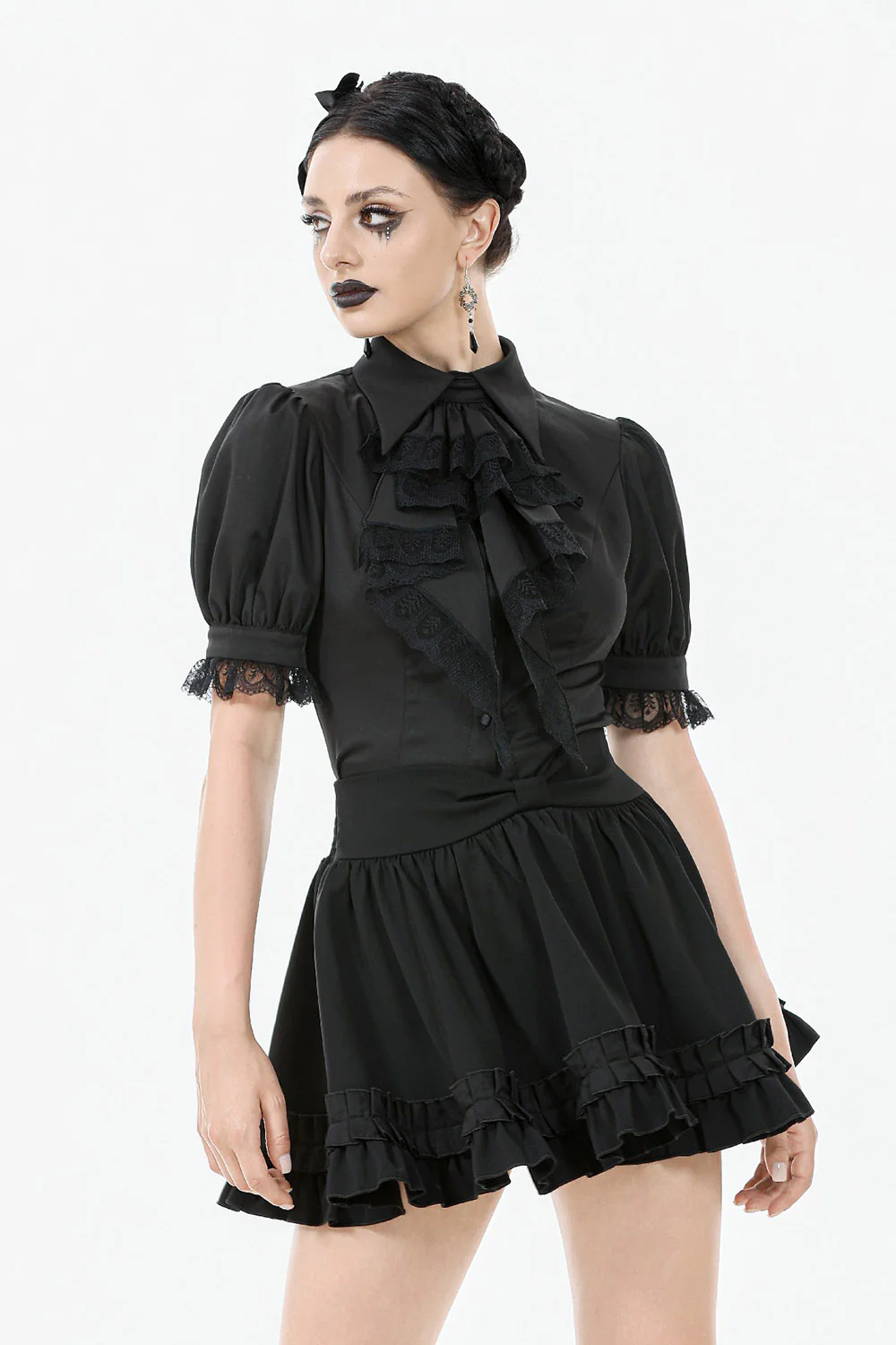 Darling Gloom Puff Sleeve Ruffled Shirt - Image 4