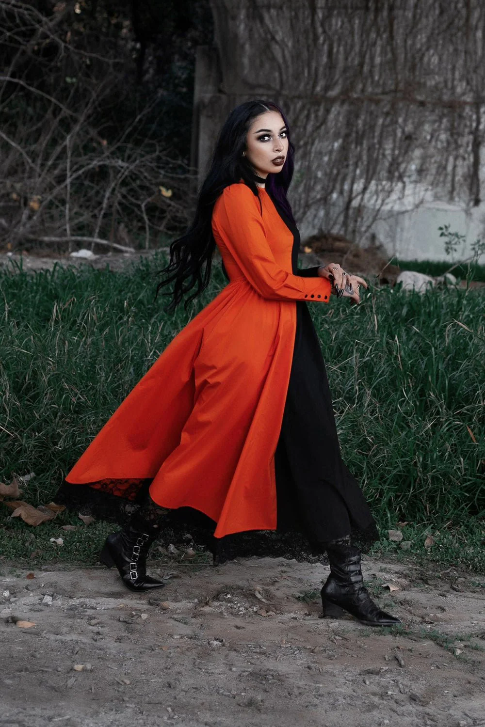 Daughter of Salem Dress [BLACK/ORANGE] - Image 3