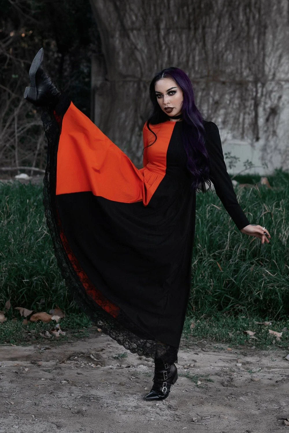 Daughter of Salem Dress [BLACK/ORANGE] - Image 4