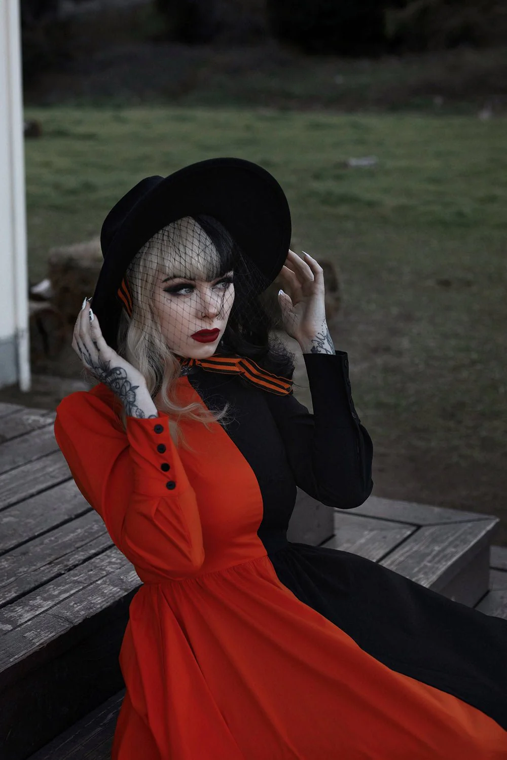 Daughter of Salem Dress [BLACK/ORANGE] - Image 5