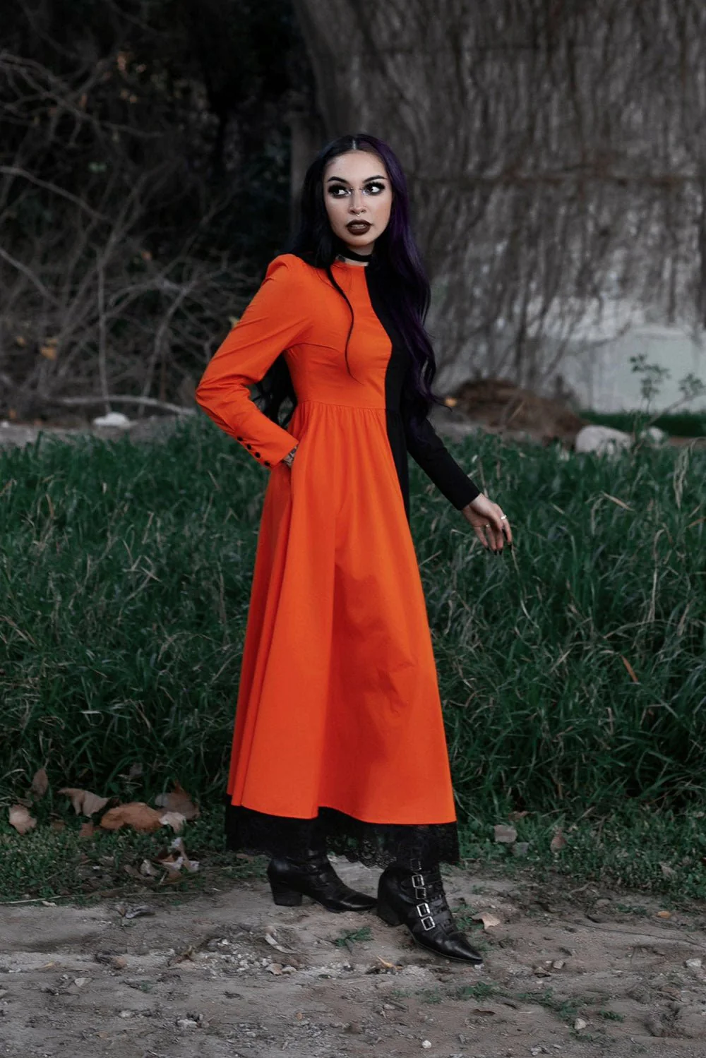 Daughter of Salem Dress [BLACK/ORANGE] - Image 6