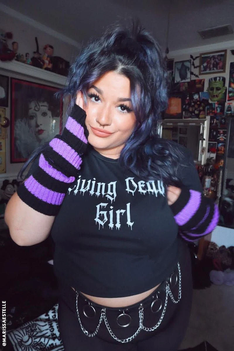 Dead Violets Striped Leg Warmers [Black/Purple] - Image 7