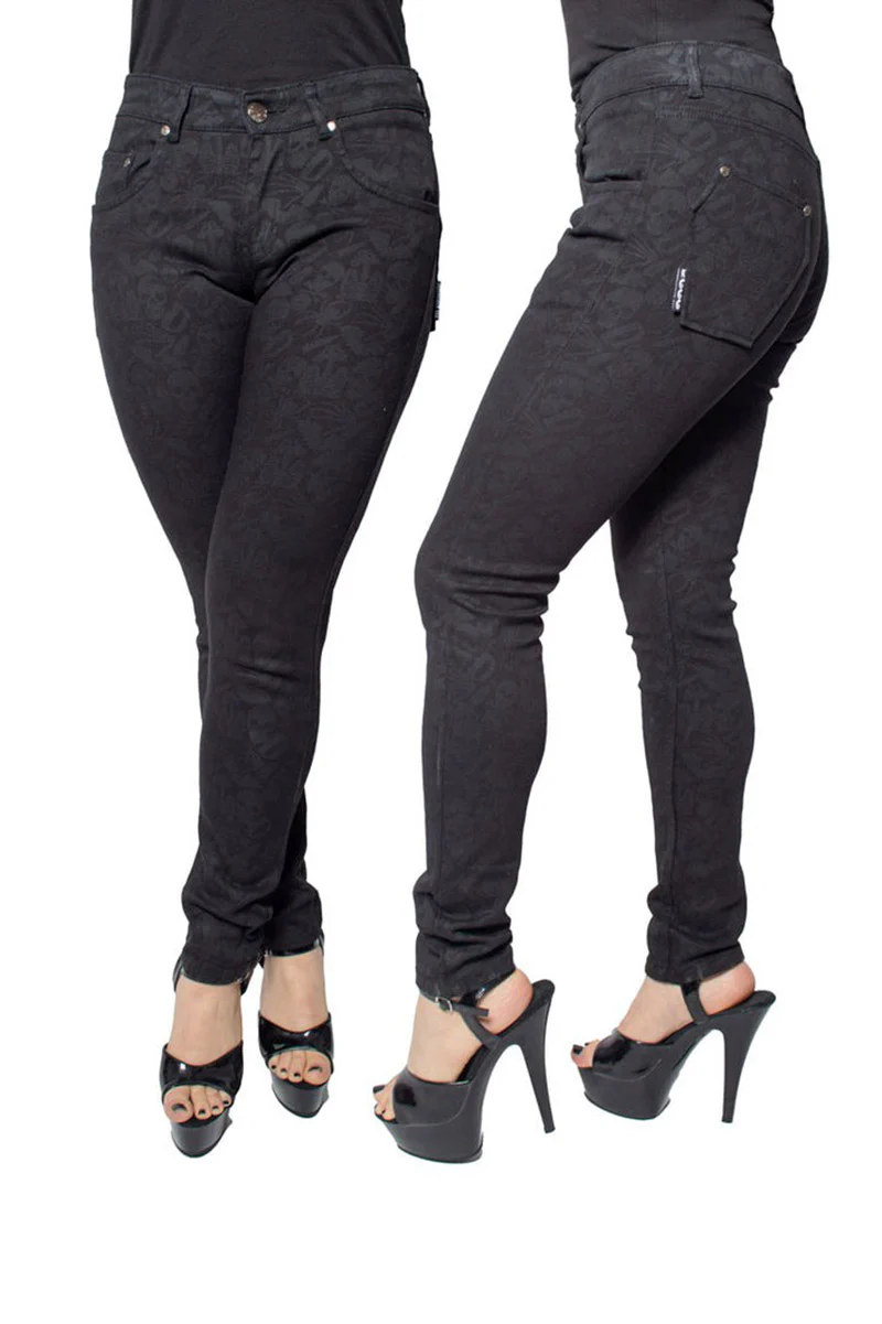 Death Repeat Black Skinny Jeans [Unisex] - Image 2