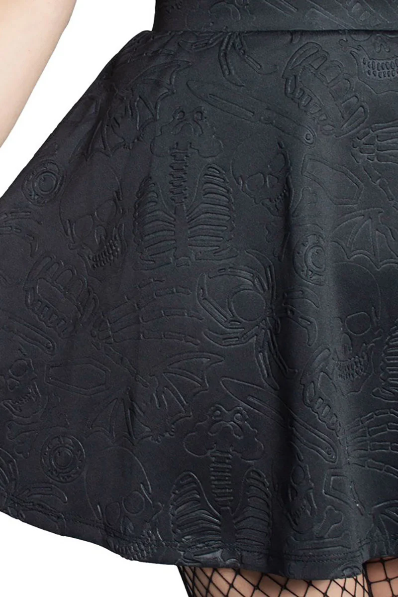 Death Repeat Embossed Skater Skirt - Image 3