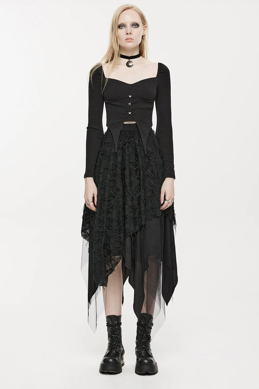 Deathmoth Distressed Midi Skirt - Image 2