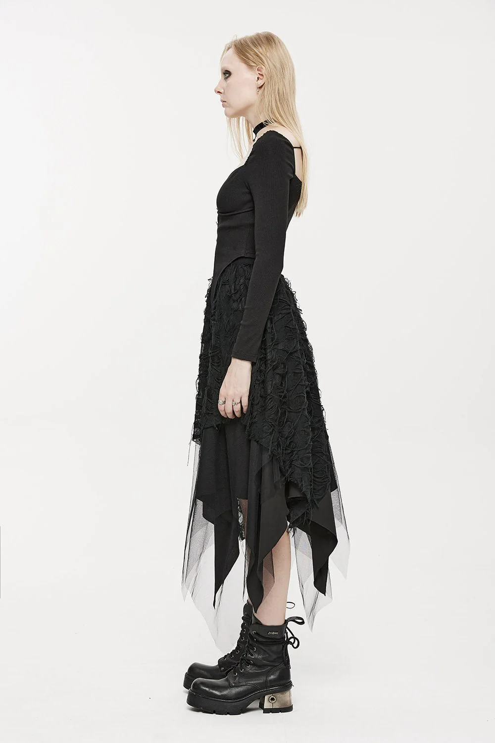 Deathmoth Distressed Midi Skirt - Image 5