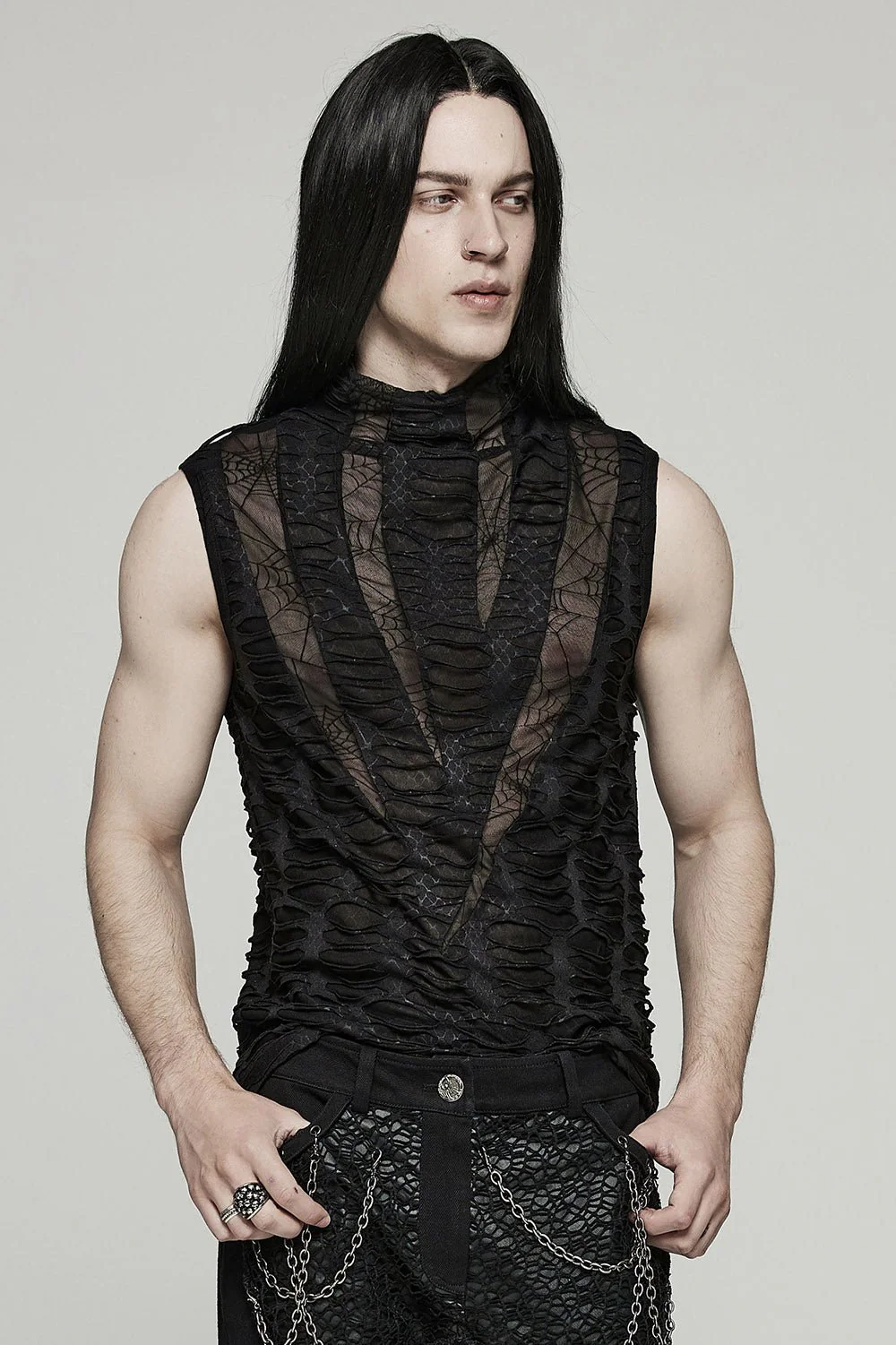 Deathweb Distressed Mesh Tank Top