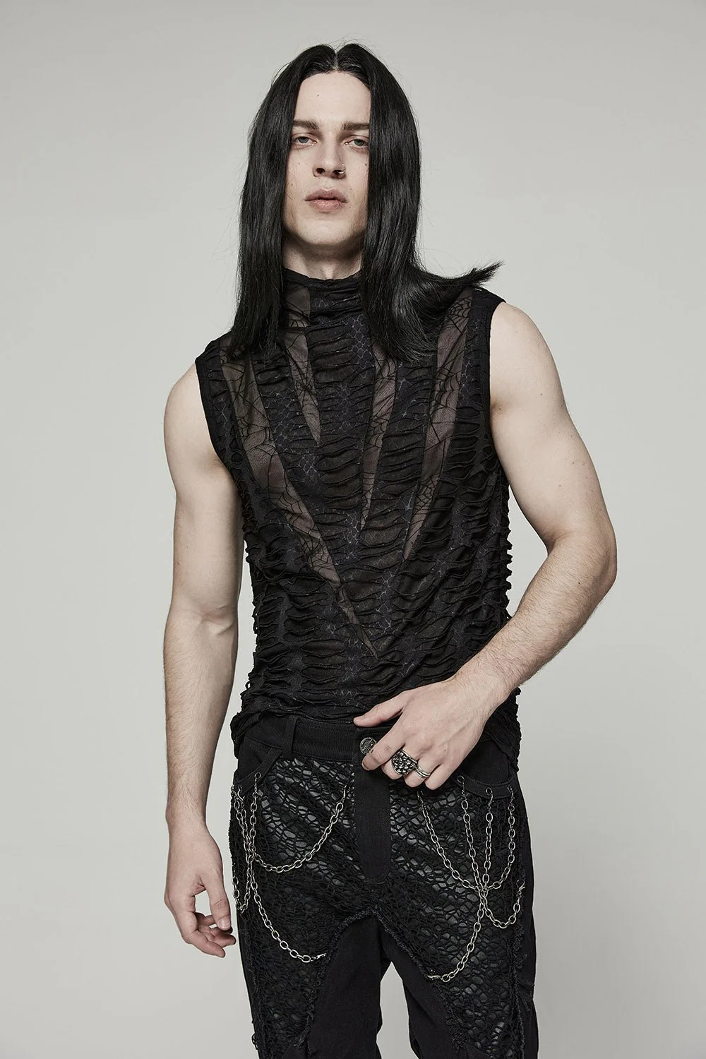 Deathweb Distressed Mesh Tank Top - Image 2