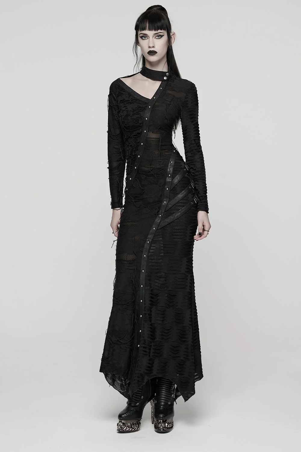 Decay Long Sleeve Distressed Dress