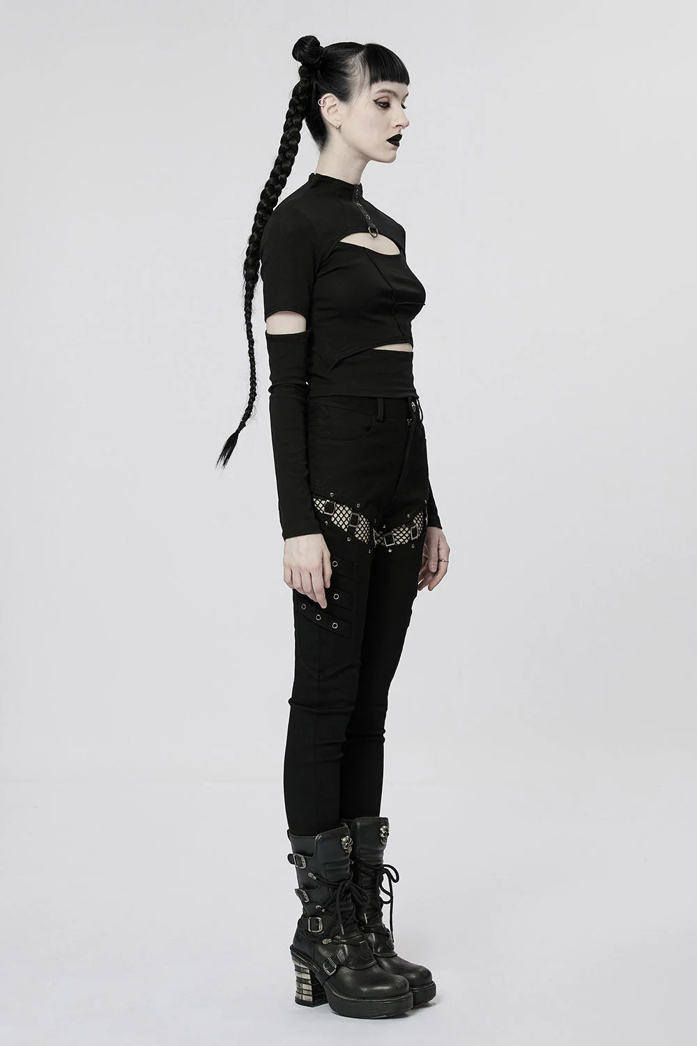 Doll Stitches Hollow-Out Top[BLACK] - Image 3