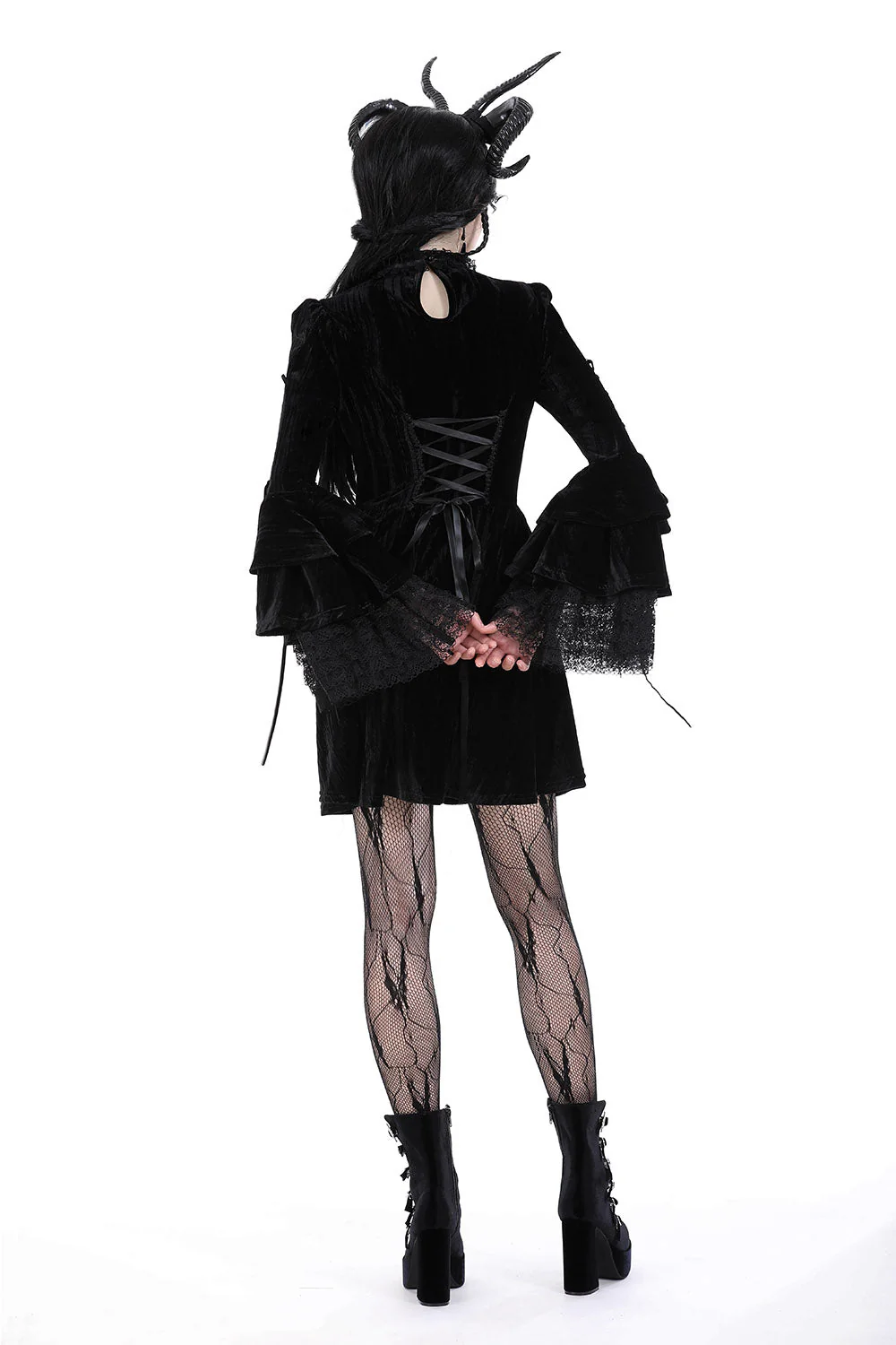 Draculara Black Velvet Dress - Image 4