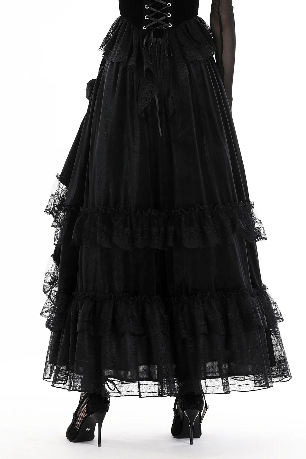 Draped Velvet Haute Goth Maxi Skirt - Image 2