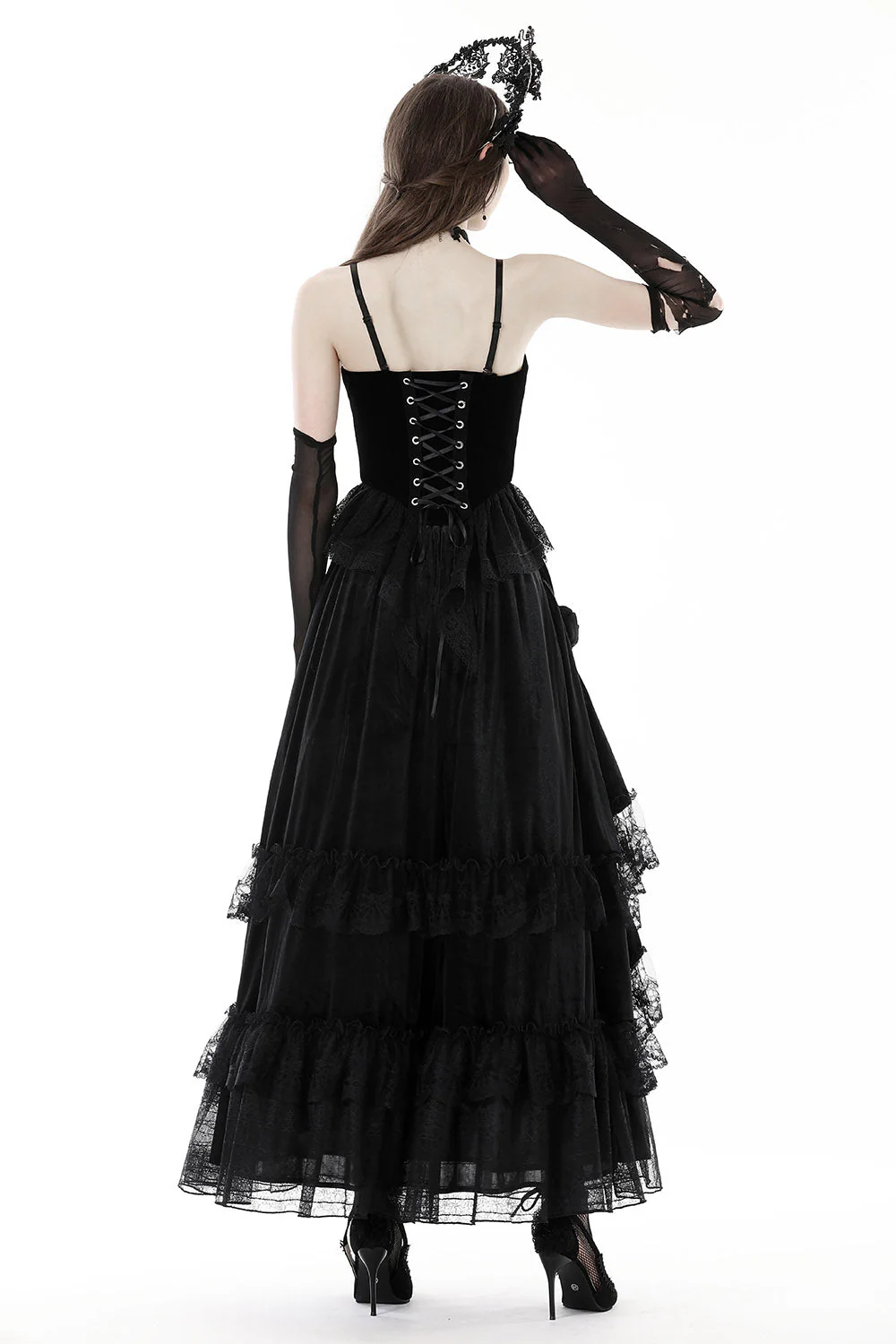Draped Velvet Haute Goth Maxi Skirt - Image 6