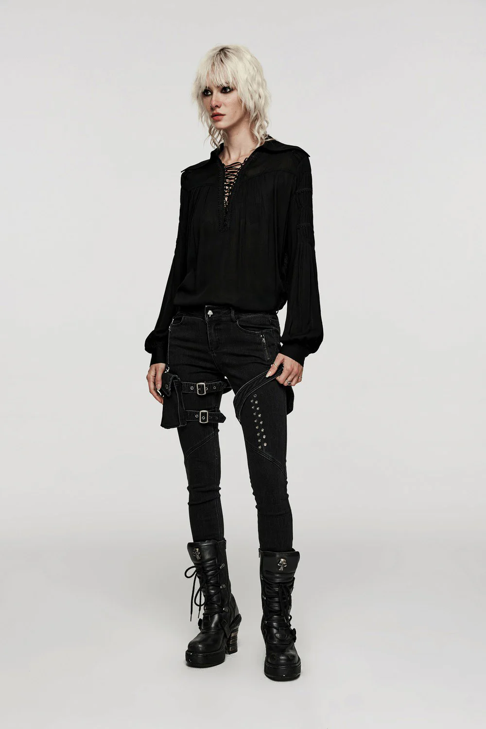 Dreadraven Cotton Lace-Up Shirt - Image 6