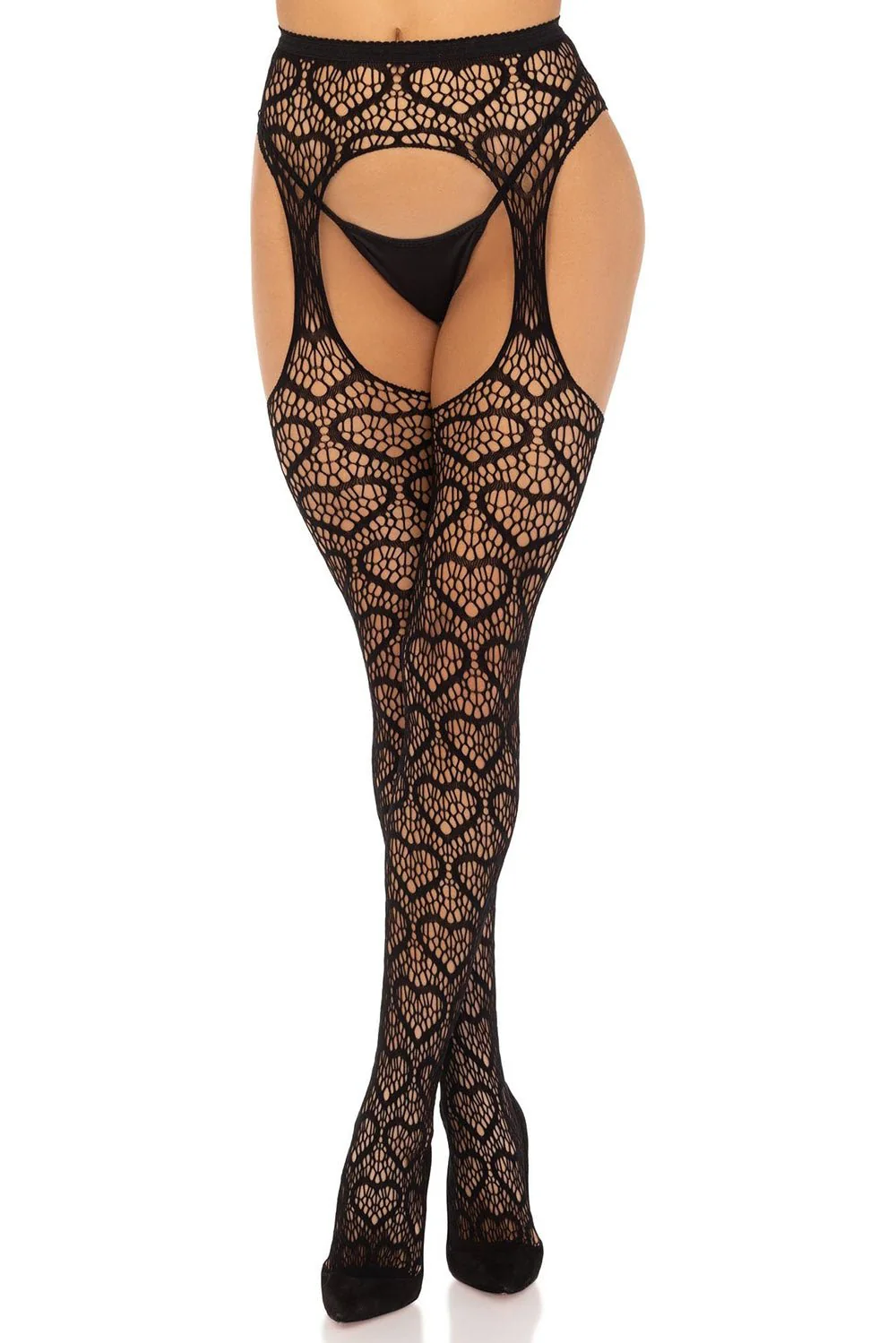 Eat Your Heart Out Fishnet Garter Tights Set - Image 4