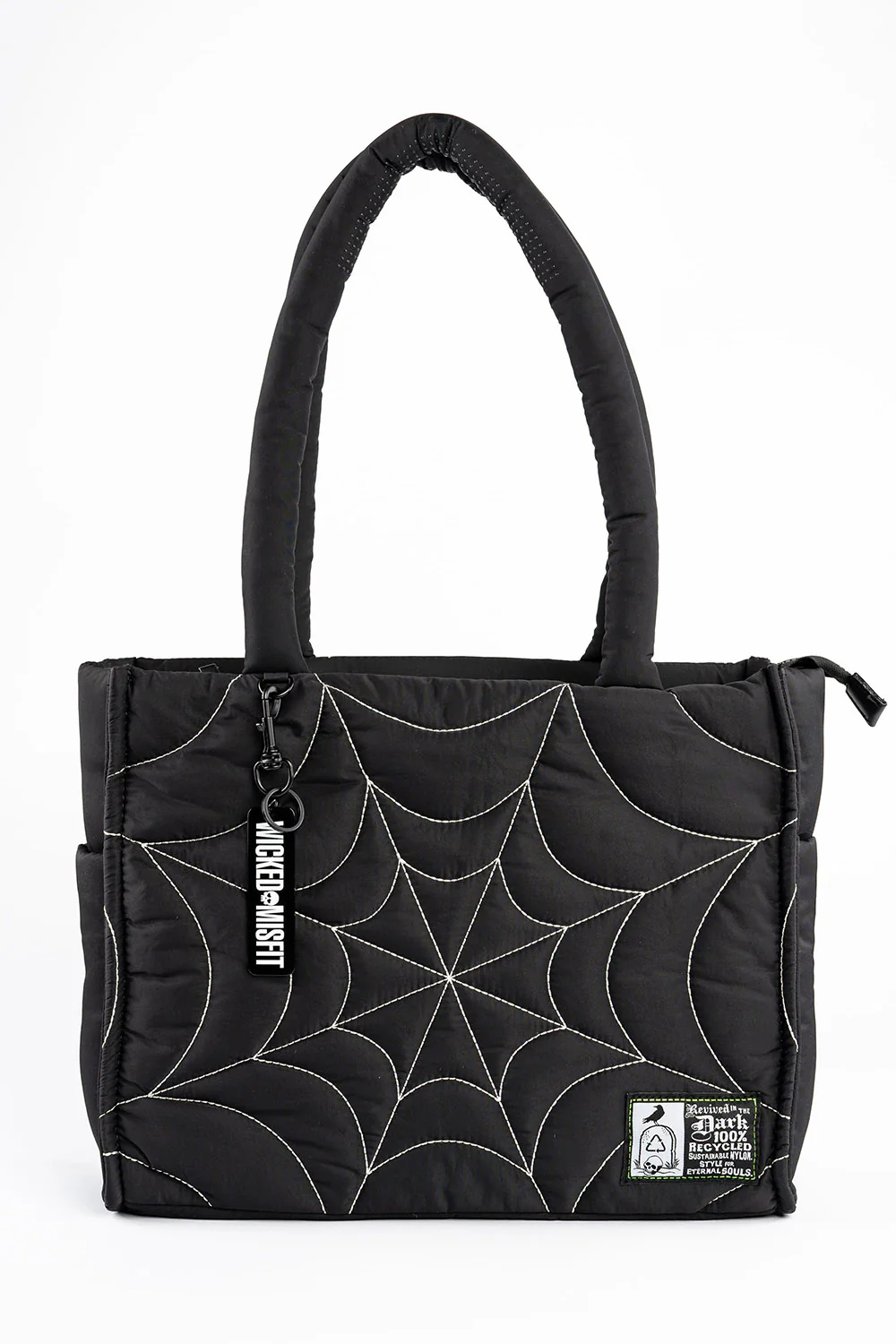 Eco Friendly Nylon XL Spiderweb Puff Tote [BLK/WHT Spiderweb] - Image 2
