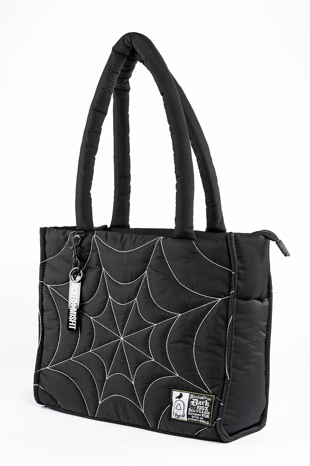 Eco Friendly Nylon XL Spiderweb Puff Tote [BLK/WHT Spiderweb] - Image 3