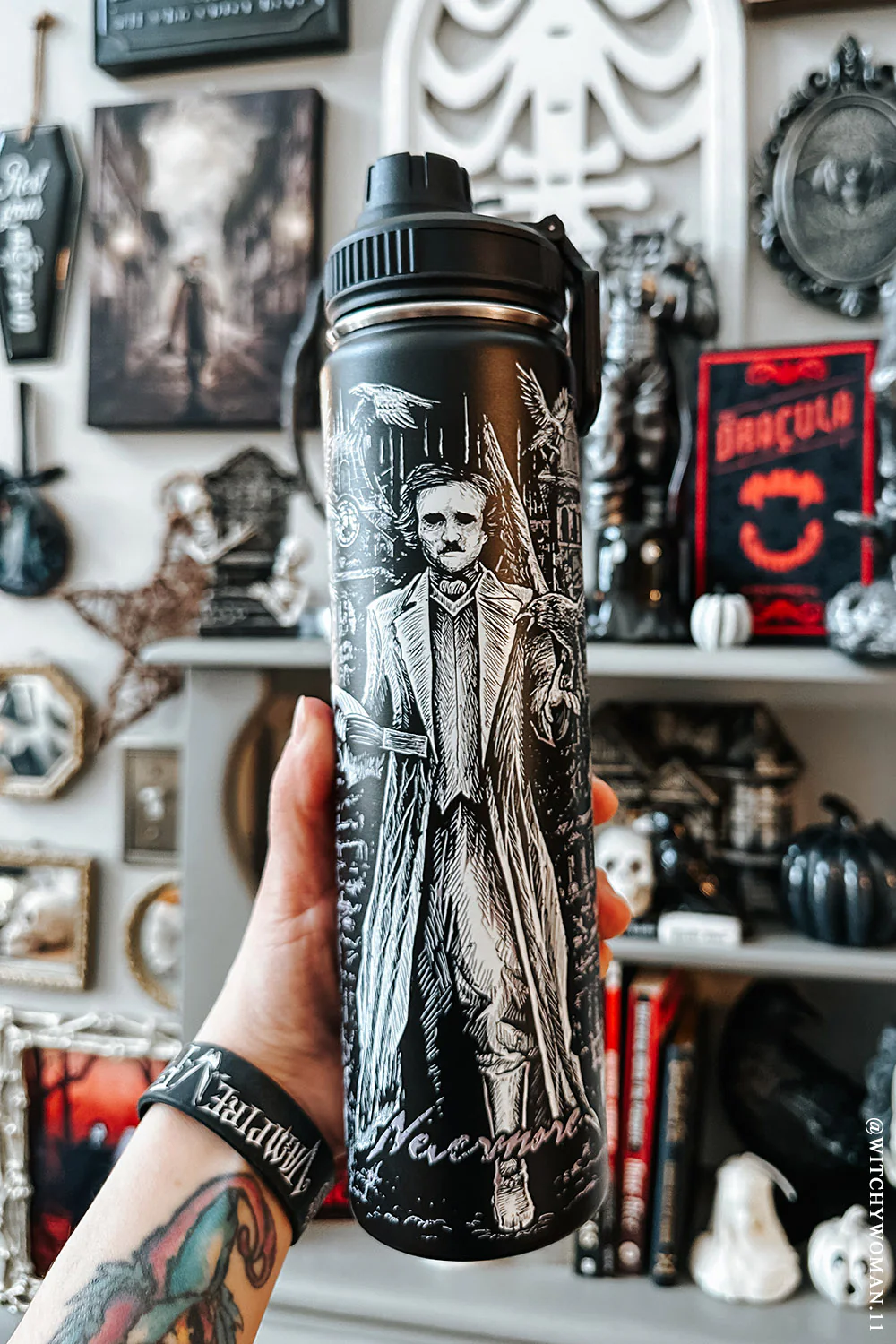 Edgar Allan Poe 24 Oz Water Bottle Tumbler - Image 12