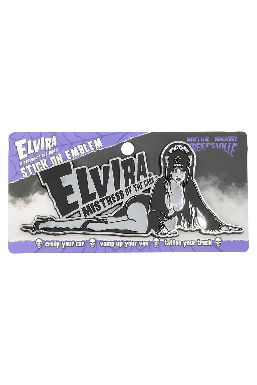 Elvira Laid Down Chrome Stick On Emblem - Image 2
