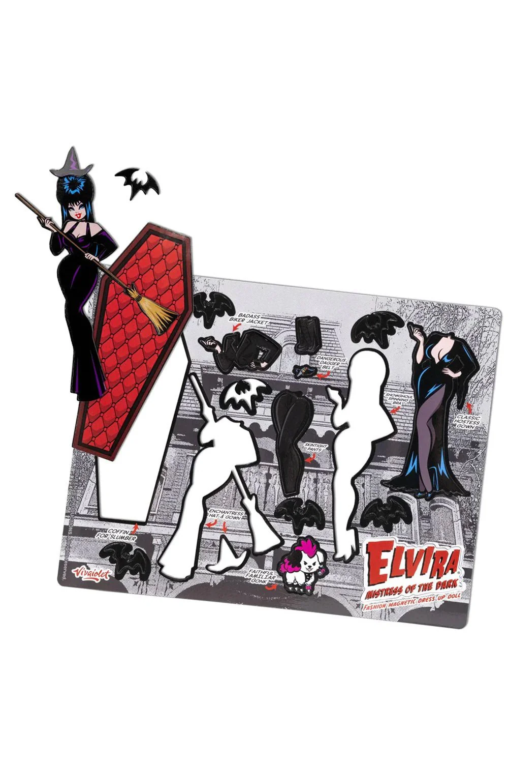 Elvira Mistress Of The Dark Coffin Dress Up Magnet Set - Image 2