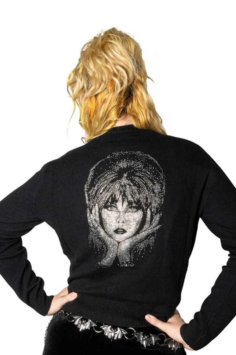 Elvira Rhinestone Portrait Cardigan - Image 3