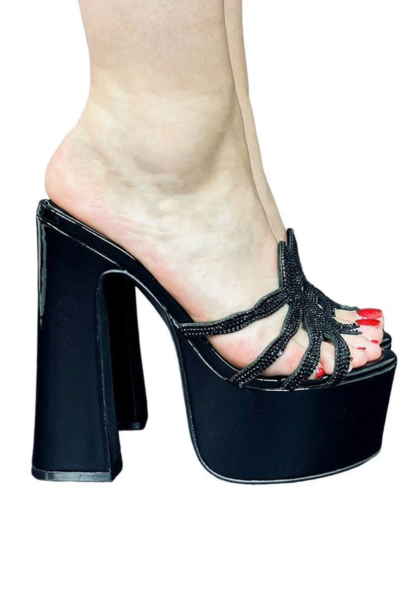Elvira Spider Pump Platform Heels [Black Patent] - Image 3